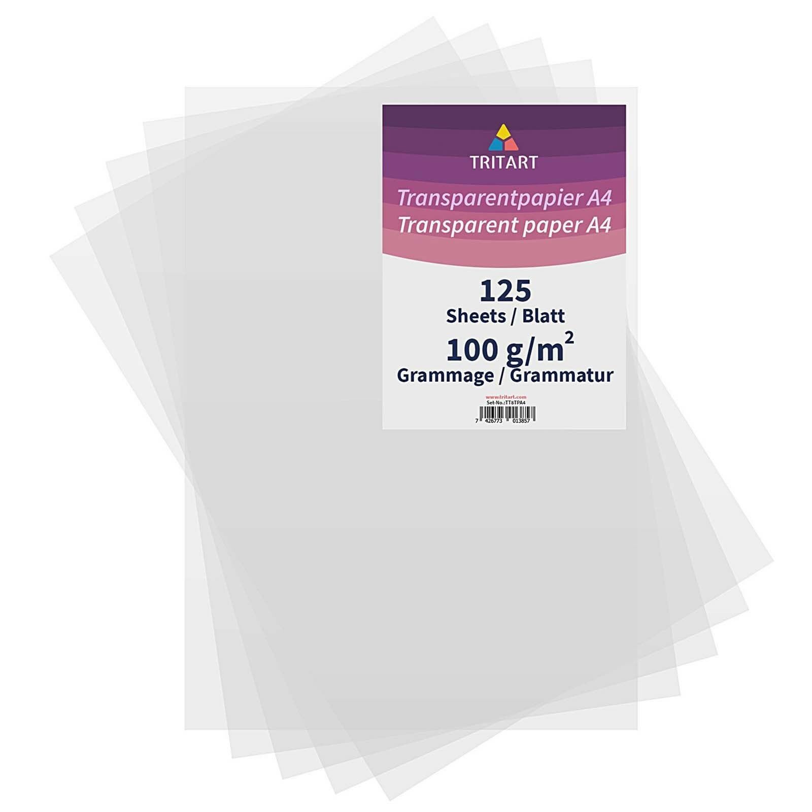 Transparentpapier Bedruckbar Weiß Din A4 | 125 Blatt 100g/qm Papier Transparent