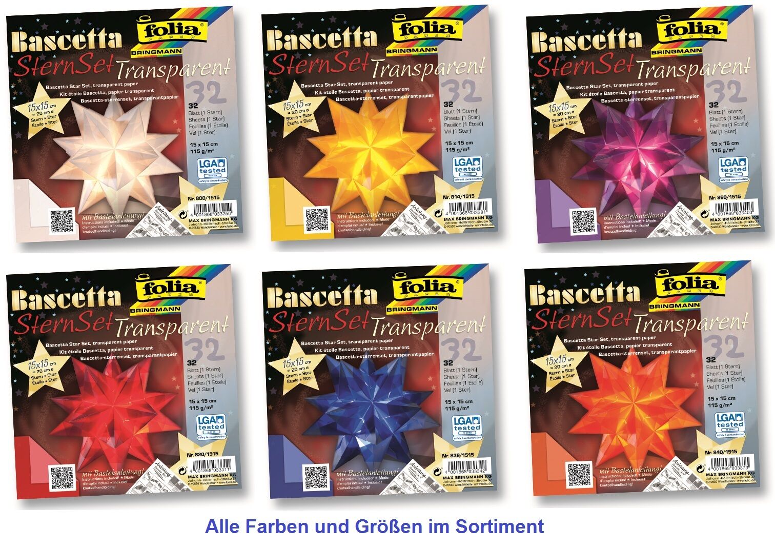 Bascetta Stern Faltstern Weihnachtsstern Transparent Papier Alle Farben Größen